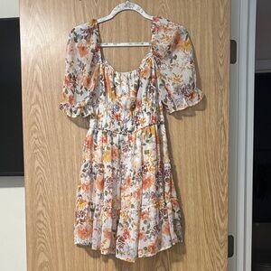 Trixxi Floral Mini Dress with Puff Sleeves